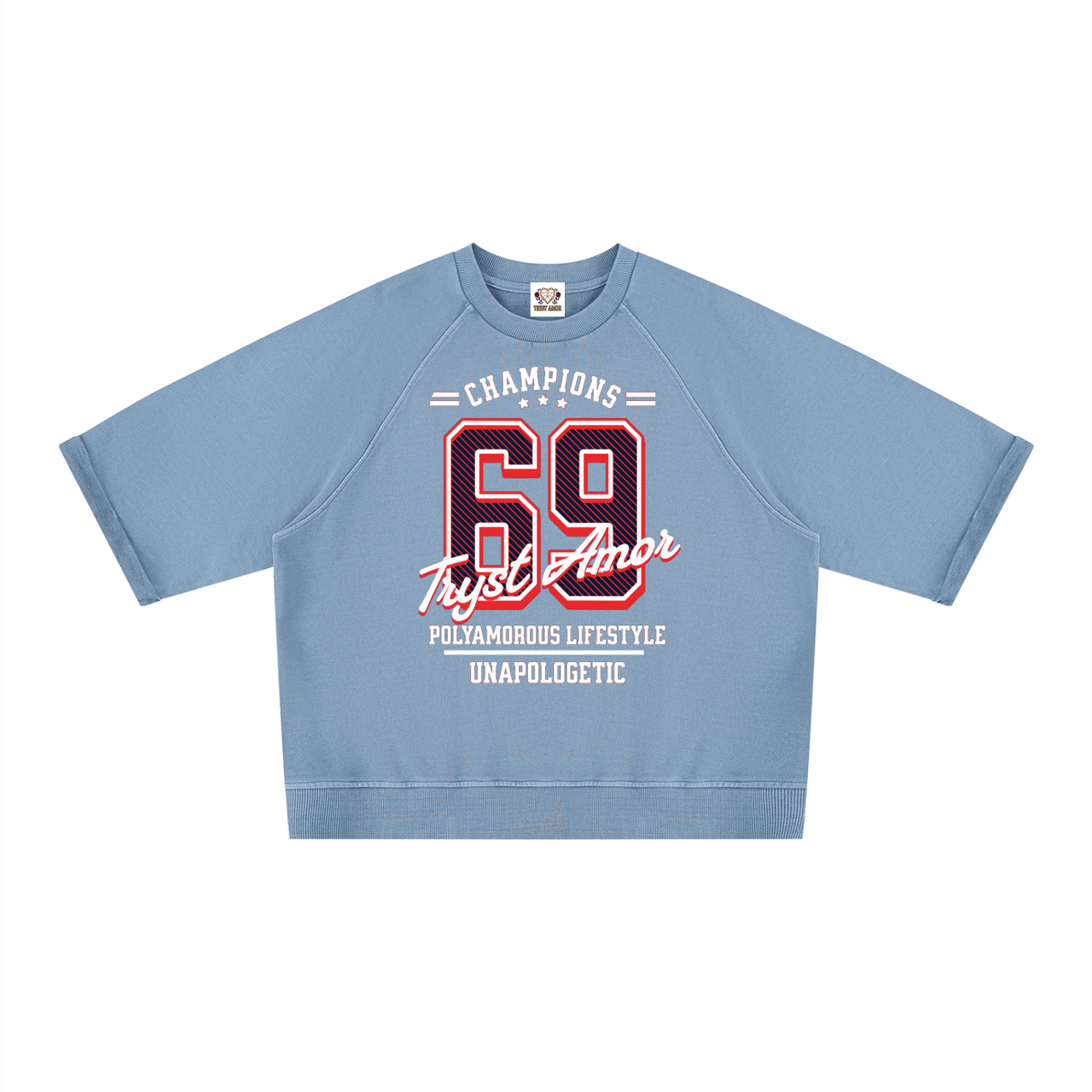 Unisex Vintage Wash Boxy Short Sleeve Sweatshirt - trystamor