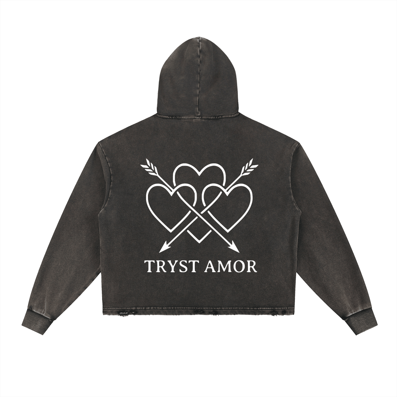 Vintage Washed Frayed-Hem Hoodie - trystamor