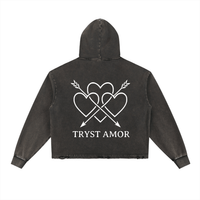 Vintage Washed Frayed-Hem Hoodie - trystamor