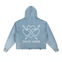 Vintage Washed Frayed-Hem Hoodie - trystamor