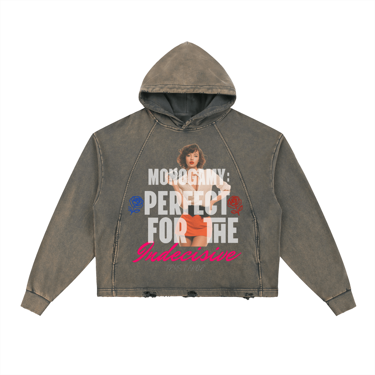Vintage Washed Frayed-Hem Hoodie - trystamor