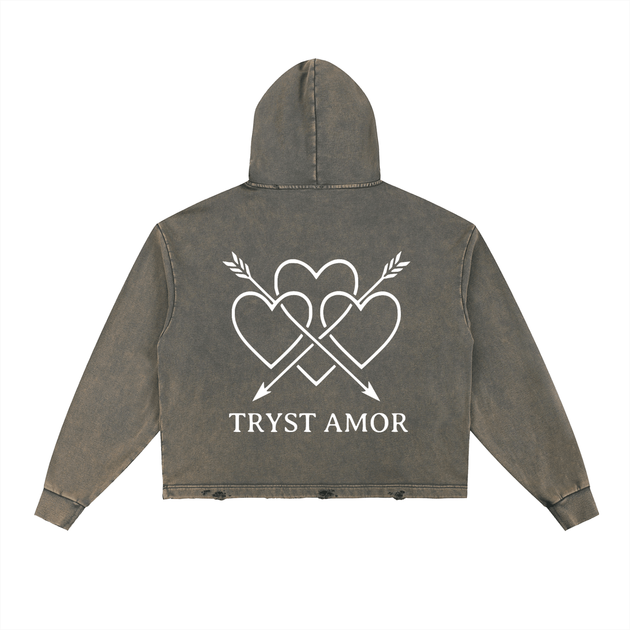 Vintage Washed Frayed-Hem Hoodie - trystamor