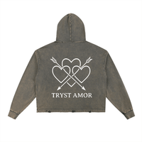Vintage Washed Frayed-Hem Hoodie - trystamor